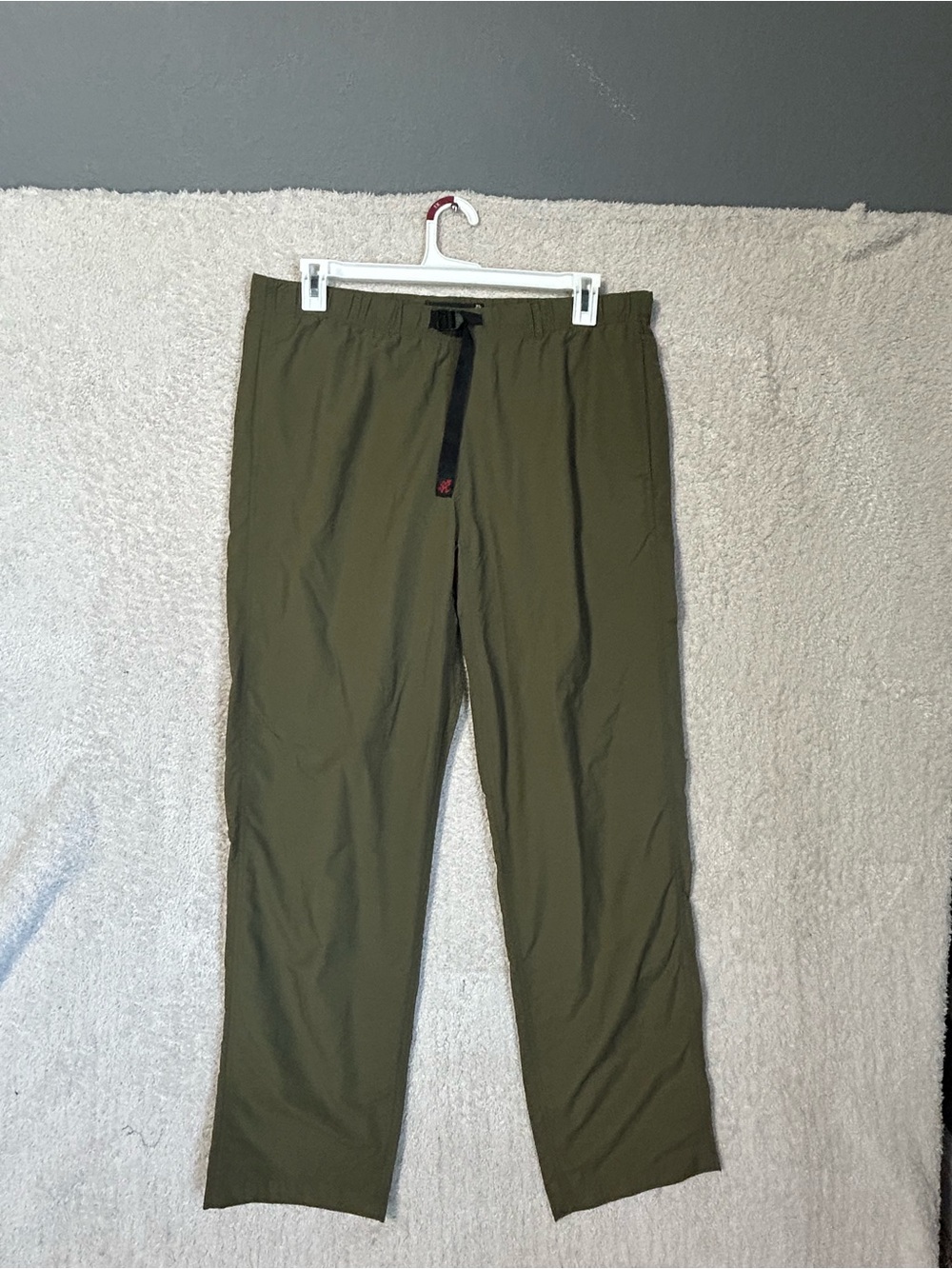 Gramicci Pants Mens XL 32 Length Olive Green  Belted Rock Climbing Hiking